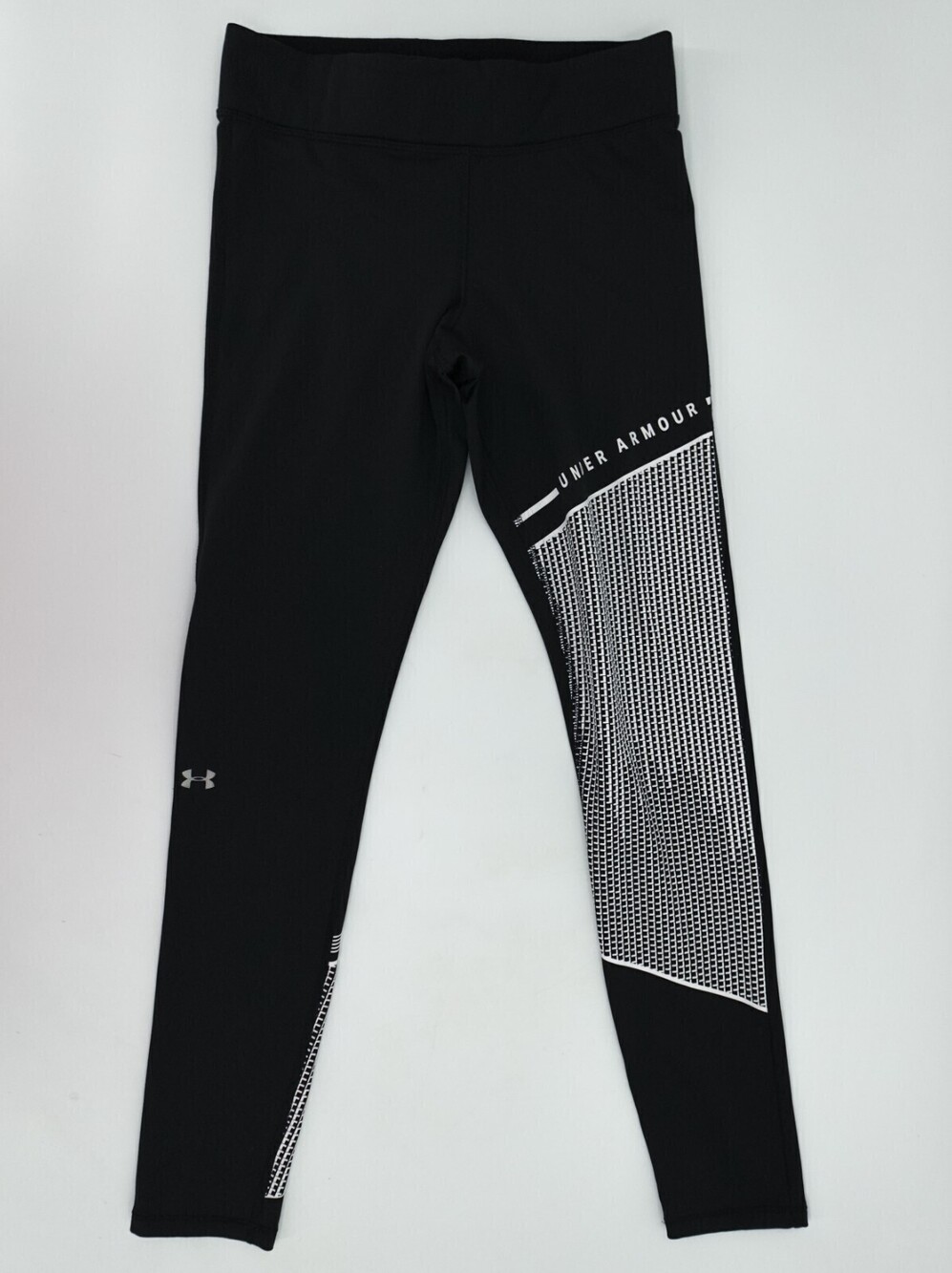 Under Armour Leggings Womens Medium Black White Logo Compression Pull On Workout